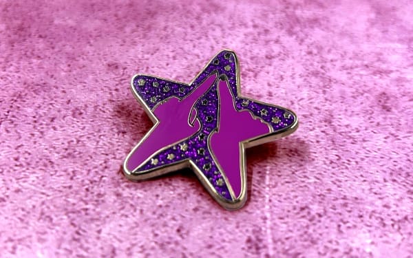 shiny gold glitter enamel pin