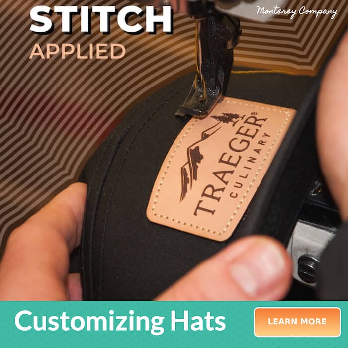 stitch applied custom logo for hats