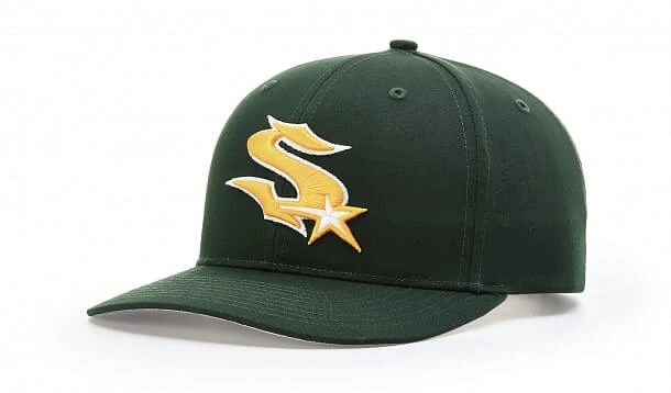 green baseball style pro twill hat with embroidery