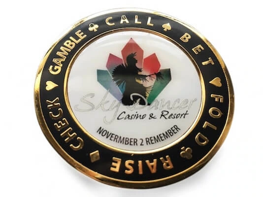 gamble themed custom silver coin