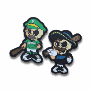 two small images of custom pvc patches.