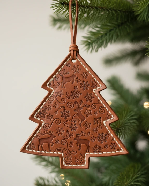 Leather Holiday Tree Ornament